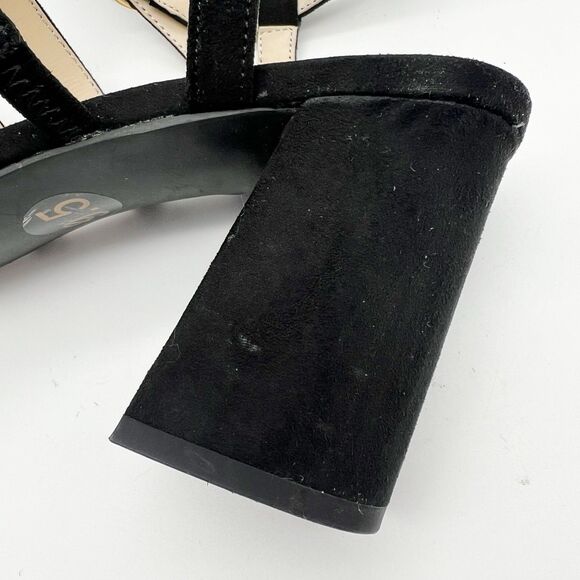 Liz Claiborne Newell Black Vegan Suede Closed Pointed Toe Strappy Heels 9.5 - Picture 9 of 12